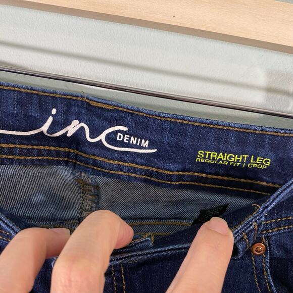 INC International Concepts Blue Med Wash Straight Leg Reg Fit Crop Jeans Size 8P - Picture 3 of 6